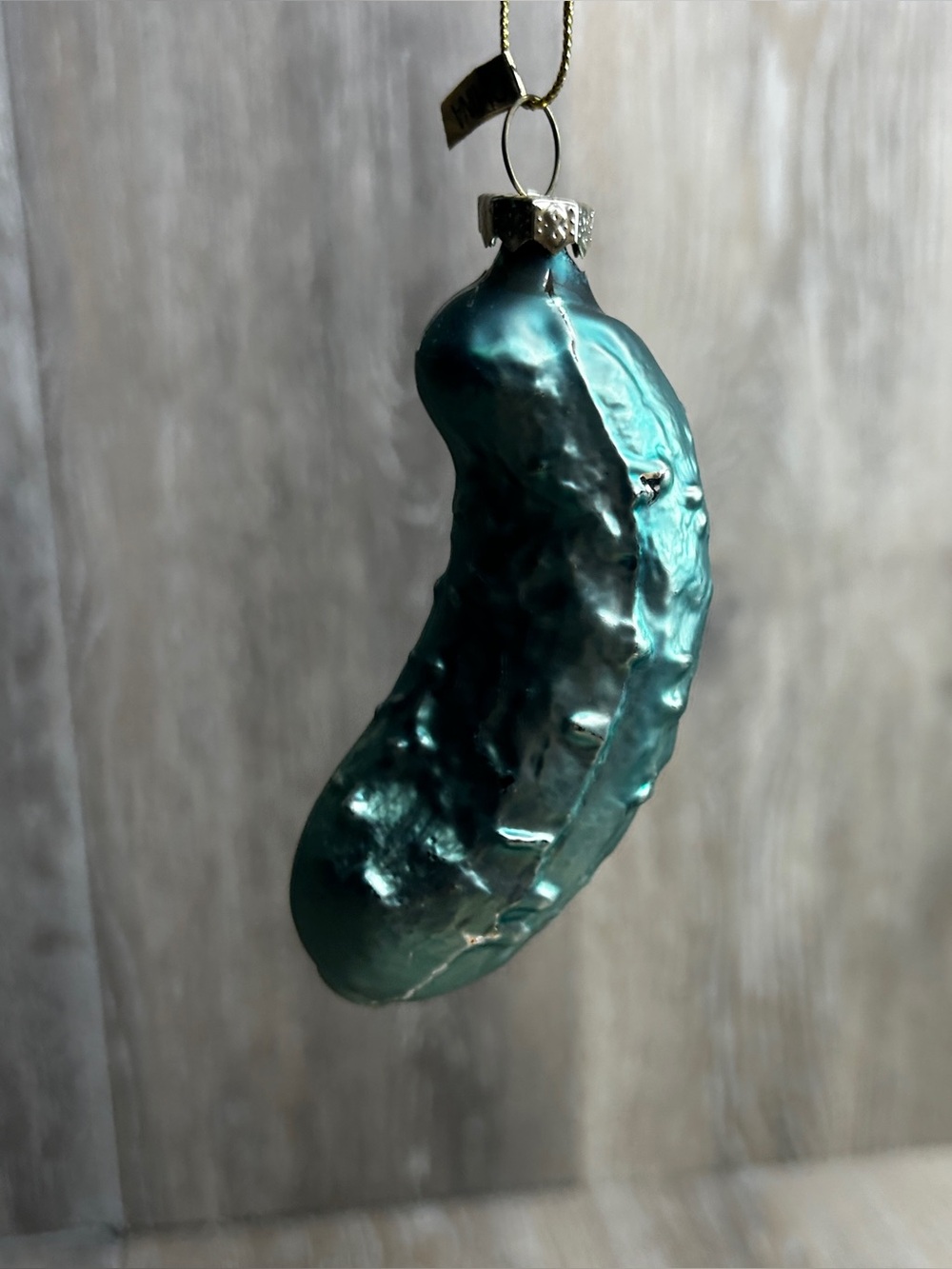 Vintage German Green Glass Pickle Ornament • Christmas Tree Decor • 4 Inch